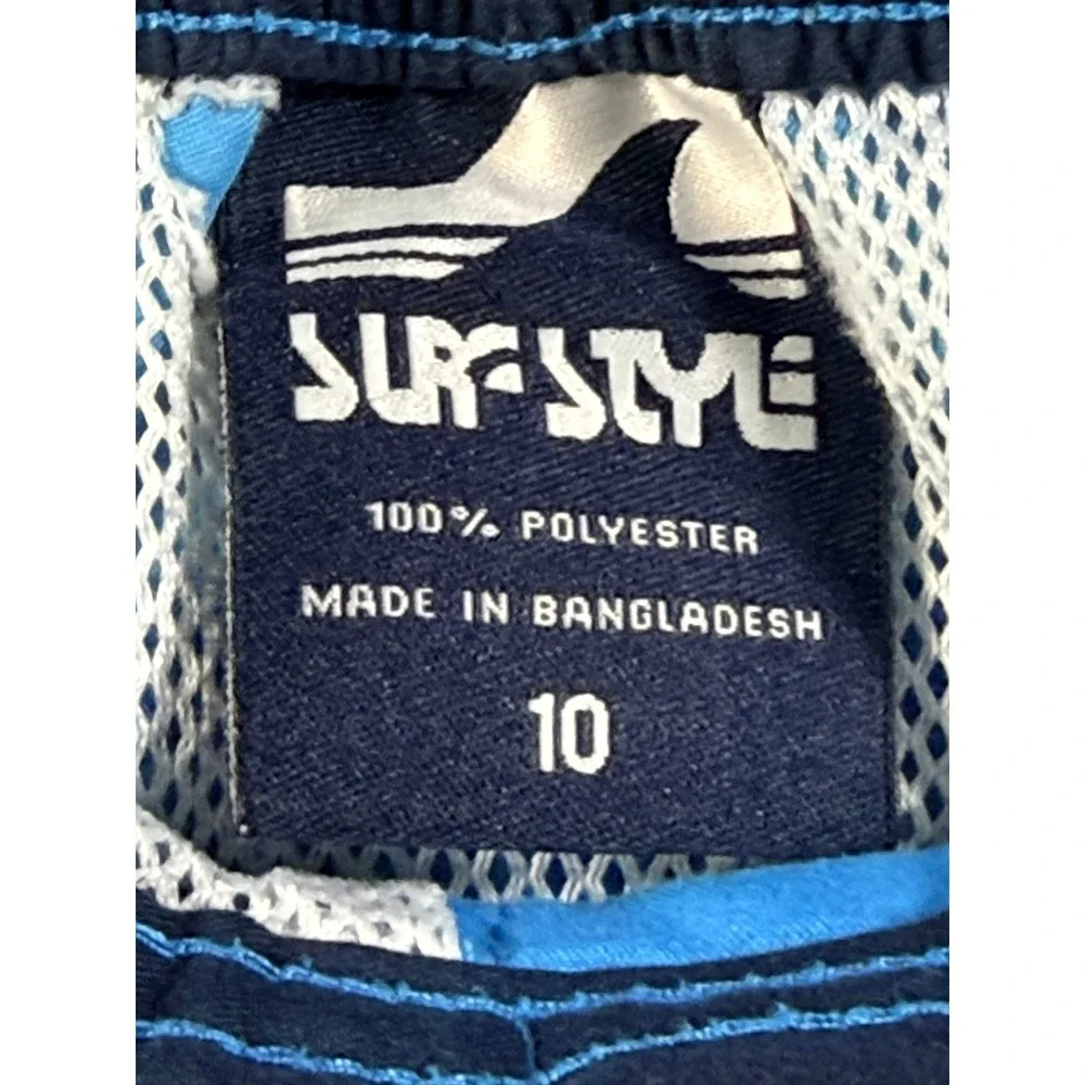 Surf Style Boys Board Shorts Cargo Pocket Size 10 Blue‎ Polyester Swim Trunks